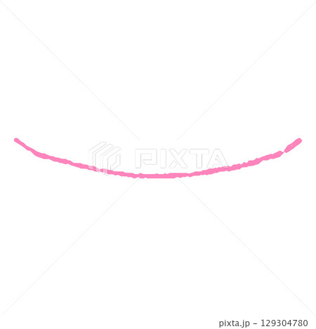 Pink crayon arc line doodle painting, vector wave underlined, handwriting pencil chalk stroke, doodle scribble, kid art 129304780