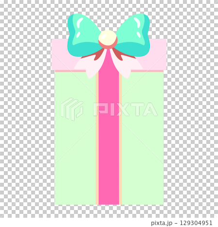 日常魅力－精美的禮物盒，搭配柔和的綠色和粉紅色的和諧組合 129304951