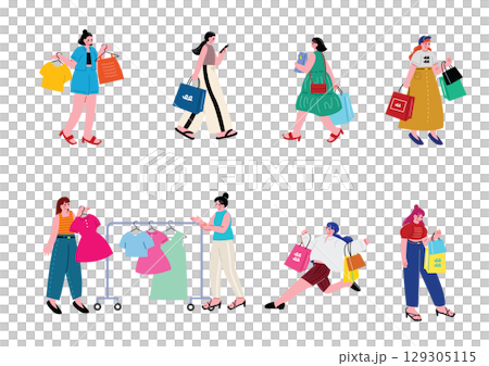 買い物とファッションを楽しむ女性たち 129305115