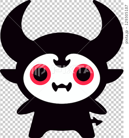 目が赤いかわいいデビルのイラスト 129305187