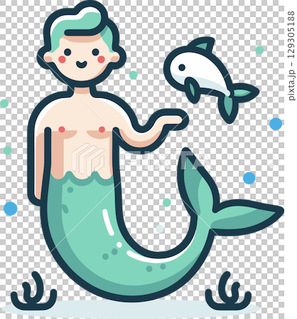 水下人魚的插圖 129305188