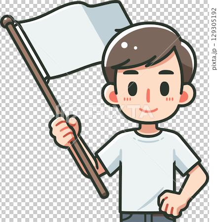 一名男子手持白旗的插圖 129305192