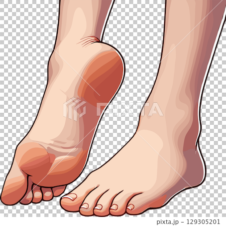 雙腳稍微抬起一條腿的插圖 129305201