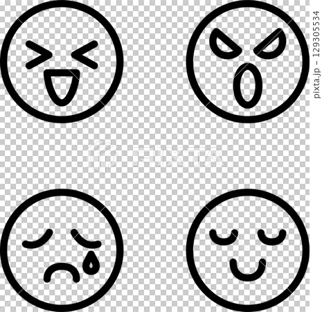 アイコン　人物　顔　表情　絵文字　顔文字　ビジネス　飾り　あしらい　デザイン　イラスト素材セット 129305534