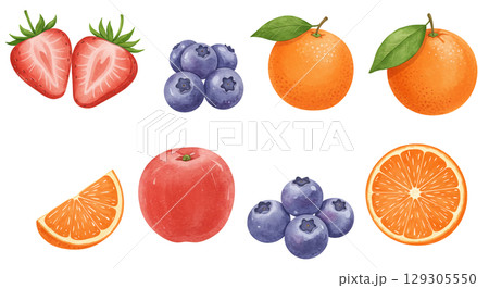 様々なフルーツのイラストセット 129305550