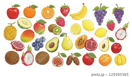 様々なフルーツのイラストセット 129305565