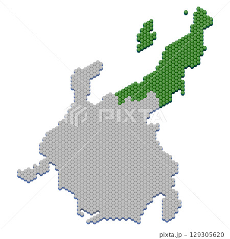 ハニカム構造状の新潟県の地図 129305620