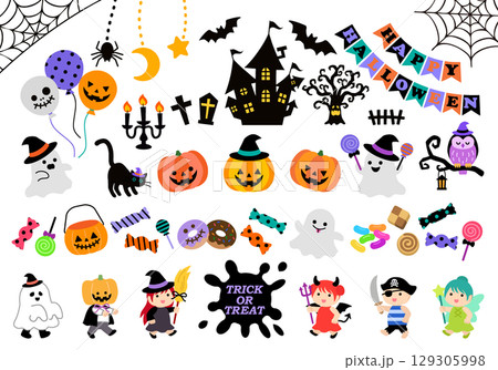 ハロウィン　イラストセット 129305998