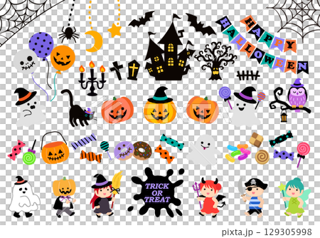 ハロウィン　イラストセット 129305998