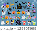 ハロウィン　イラストセット　白いふち付き 129305999