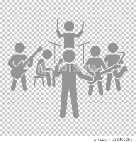 現場樂隊音樂家的象形圖 129306265