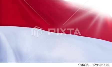 Closeup view of the Indonesian national flag background. Celebrate Indonesia Independence Day. Concept of Kemerdekaan Indonesia 129306350