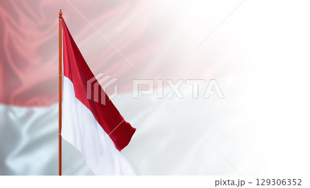 Closeup view of the Indonesian national flag background. Celebrate Indonesia Independence Day. Concept of Kemerdekaan Indonesia 129306352