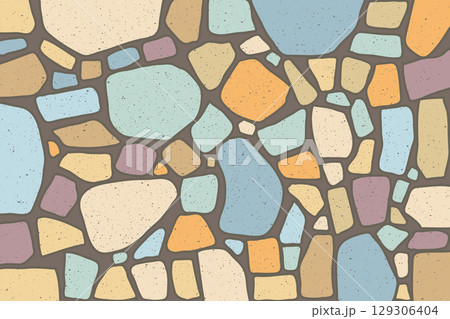 vibrant and abstract seamless pattern featuring irregularly shaped, colorful stones or mosaic tiles 129306404