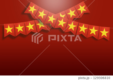 Vietnam flag hanging on a red background to celebrate Vietnam Independence Day 129306810