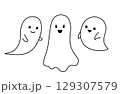 シンプルでかわいいおばけ。幽霊。ハロウィン 129307579
