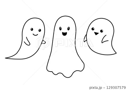 シンプルでかわいいおばけ。幽霊。ハロウィン 129307579