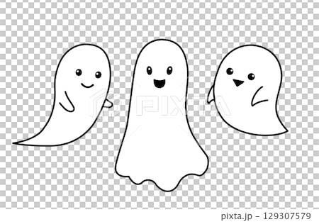 シンプルでかわいいおばけ。幽霊。ハロウィン 129307579