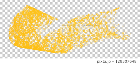Yellow crayon brush stroke isolated on transparent background 129307649
