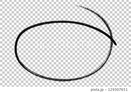 Black pencil highlight circle mark isolated on transparent background Black pencil highlight circle mark isolated on transparent background 129307651