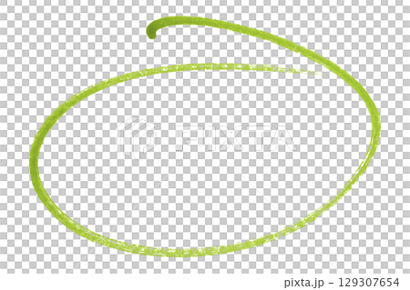 Green pencil highlight circle mark isolated on transparent background 129307654