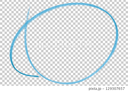 Light blue pencil highlight circle mark isolated on transparent background Light blue pencil highlight circle mark isolated on transparent background 129307657