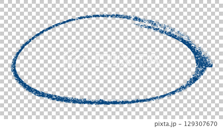 Blue pencil highlight circle mark isolated on transparent background 129307670