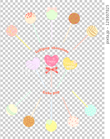 棒棒糖巧克力蛋糕流行插畫集 129307825