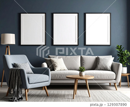 リビングの壁にカラのフレーム 129307890