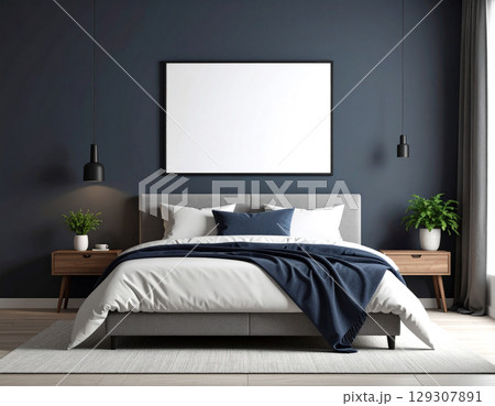 寝室の壁にカラのフレーム 129307891