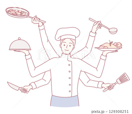A skilled chef expertly prepares a variety of delicious dishes with creativity and finesse 129308251