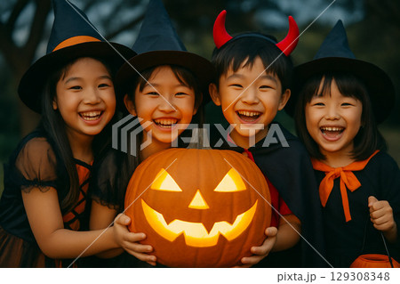 ハロウィン仮装する子ども ハロウィン仮装する子ども 129308348