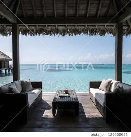 お洒落でラグジュアリーな水上ヴィラ 129308631