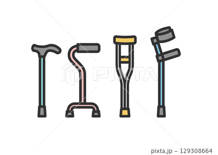 色々な種類の杖のアイコンイラスト 129308664