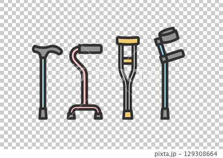 色々な種類の杖のアイコンイラスト 129308664