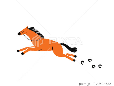 手描きのお洒落な午年イラスト 129308682