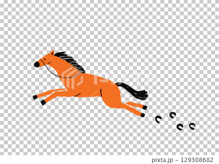 手描きのお洒落な午年イラスト 129308682