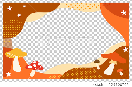 きのこのポップなイラストのポストカード 129308799