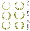 シンプルな金色の月桂冠ローレルセット 129308877