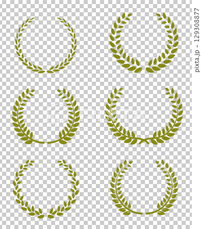 Simple golden laurel wreath set 129308877