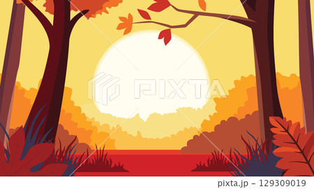 Rustic Trail in Forest Surrounded by Fall Colors 129309019