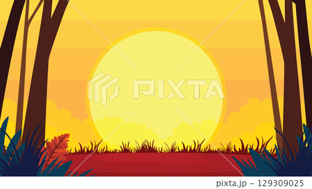 Golden Hour Light in an Autumn Forest Golden Hour Light in an Autumn Forest 129309025