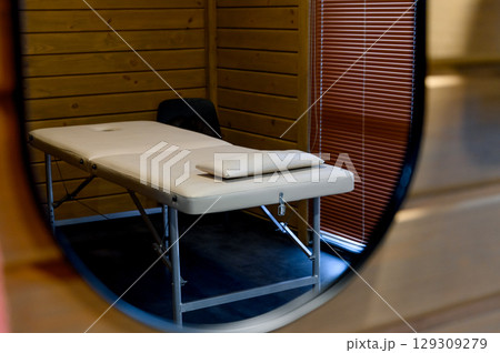massage therapy room with massage table. Massage room interior 129309279