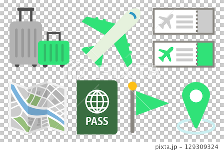 Travel icon illustration set green 129309324