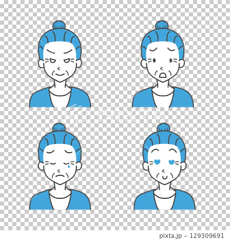 Grandma 4 facial expressions v2 Grandma 4 facial expressions v2 129309691