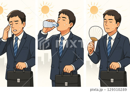 水分補給するサラリーマン 129310289