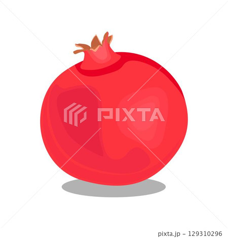 Vector illustration of whole and sliced pomegranate fruit in cartoon flat style. Punica granatum ripe fruit healthy food, agricultural product, isolated in white background. Red Garnet tropical fruit. Vector illustration of whole and sliced pomegranate fruit in cartoon flat style. Punica granatum ripe fruit healthy food, agricultural product, isolated in white background. Red Garnet tropical fruit. 129310296