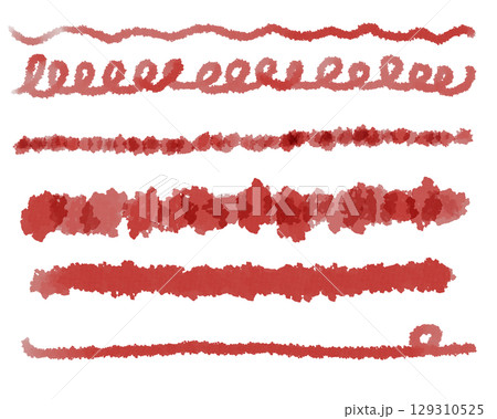 クレヨンで描いた手描きのラインセット 赤 クレヨンで描いた手描きのラインセット 赤 129310525