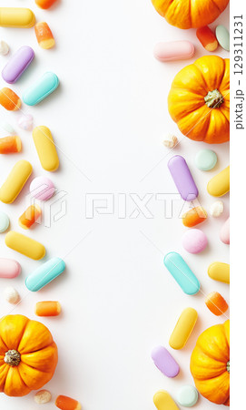 カボチャのモチーフの背景素材 カボチャのモチーフの背景素材 129311231