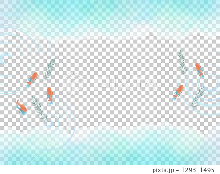 Watercolor background illustration of a cool summer image with goldfish swimming Watercolor background illustration of a cool summer image with goldfish swimming 129311495
